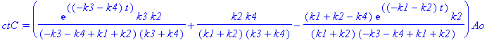 ctC := (exp((-k3-k4)*t)*k3*k2/((-k3-k4+k1+k2)*(k3+k...